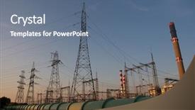  Presentation with electric plant - Audience pleasing presentation consisting of technical source - electric power plant in sunset backdrop and a ocean colored foreground