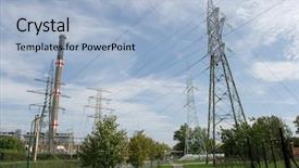  Presentation with high voltage - Slides consisting of technical source - high voltage electric line background and a light blue colored foreground