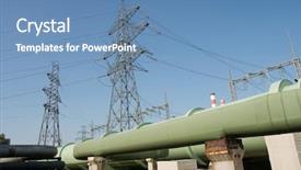  Presentation with high voltage - Cool new presentation design with technical source - high voltage electric lines backdrop and a teal colored foreground