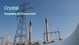  Presentation with power plant - Slides consisting of technical source - power plant under clear blue background and a ocean colored foreground