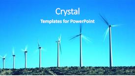  Presentation with wind turbines - Theme consisting of technical source - spinning wind turbines background and a light gray colored foreground