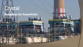  Presentation with electric plant - Presentation theme with technical source - structures at an electric power background and a mint green colored foreground