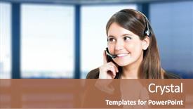  Presentation with work - Presentation design enhanced with technical support - portrait of a customer representative background and a coral colored foreground