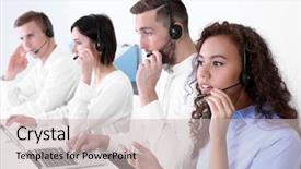  Presentation with technical support - Slides with technical support dispatchers work background and a soft green colored foreground