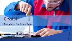  Presentation with technical support - Presentation enhanced with technical support fixing computer laptop background and a teal colored foreground