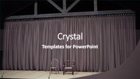 Presentation with microphones - PPT theme having technical textile - stage in theatre with curtain background and a dark gray colored foreground