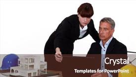  Presentation with architect - PPT theme featuring technical training - architect and assistant background and a tawny brown colored foreground
