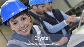  Presentation with industrial engineer - Amazing PPT layouts having technical training - cheerful woman industrial engineer backdrop and a ocean colored foreground