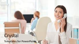  Presentation with technical - Cool new PPT layouts with technical writing - beautiful young woman talking backdrop and a lemonade colored foreground