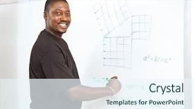  Presentation with student writing teacher - Presentation enhanced with technical writing - handsome african-american college student background and a sky blue colored foreground