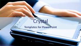  Presentation with potter hands making in clay - Colorful presentation enhanced with technical writing - image of female hands making backdrop and a sky blue colored foreground