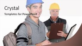  Presentation with technical - Theme featuring technical writing - trainer and trainee background and a sky blue colored foreground