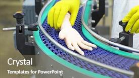  Presentation with bionic - Slide set enhanced with technician at conveyor belt controlling background and a violet colored foreground