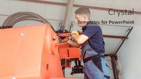  Presentation with maintenance - Amazing presentation having technician-doing-some-maintenance-work backdrop and a mint green colored foreground