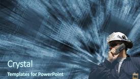  Presentation with zoom - PPT theme with technician engineer with computers circuitboard background and a ocean colored foreground