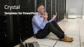  Presentation with server room - Cool new slide set with technician-feeling-the-pressure backdrop and a dark gray colored foreground