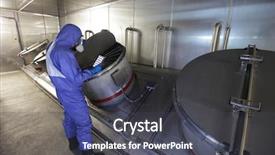  Presentation with blue tech - Presentation theme consisting of technician in mask blue uniform background and a dark gray colored foreground