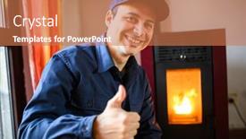  Presentation with pellet - Presentation theme consisting of technician-maintaining-a-pellet-stow background and a coral colored foreground