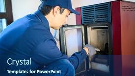  Presentation with pellet - Presentation with technician-maintaining-a-pellet-stow background and a ocean colored foreground