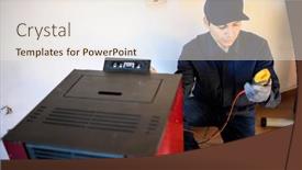  Presentation with pellet - Amazing presentation design having technician-maintaining-a-pellet-stow backdrop and a cream colored foreground