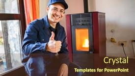  Presentation with pellet - PPT theme enhanced with technician-maintaining-a-pellet-stow background and a tawny brown colored foreground