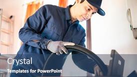  Presentation with pellet - Presentation enhanced with technician-maintaining-a-pellet-stow background and a ocean colored foreground