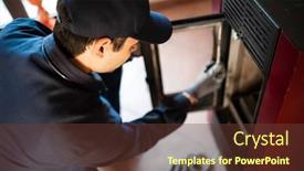  Presentation with pellet - Slides consisting of technician-maintaining-a-pellet-stow background and a tawny brown colored foreground