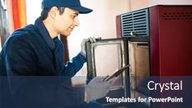  Presentation with pellet - Presentation design having technician-maintaining-a-pellet-stow background and a ocean colored foreground