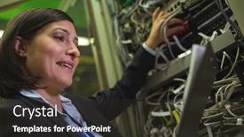  Presentation with record - PPT layouts featuring technician maintaining record of rack mounted server on clipboard in server room background and a tawny brown colored foreground