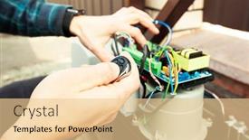  Presentation with covid 19 award function - Beautiful PPT layouts featuring technician-man-installing-and-checking backdrop and a lemonade colored foreground