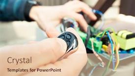  Presentation with award function - Amazing slide deck having technician-man-installing-and-checking backdrop and a lemonade colored foreground