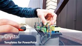  Presentation with award function - Cool new theme with technician-man-installing-and-checking backdrop and a ocean colored foreground