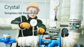  Presentation with boiler - Slides consisting of technician or repairman installing manometer background and a sky blue colored foreground