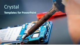  Presentation with phone - Theme featuring technician-repairing-broken-mobile-phone background and a ocean colored foreground