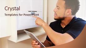  Presentation with boiler - Presentation theme enhanced with technician servicing a boiler holding background and a lemonade colored foreground