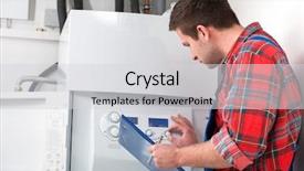  Presentation with boiler - Beautiful slides featuring technician servicing the gas boiler backdrop and a light gray colored foreground
