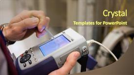  Presentation with server room - Colorful presentation theme enhanced with technician using digital cable backdrop and a tawny brown colored foreground