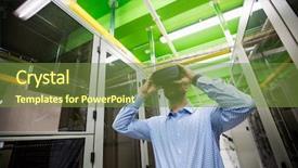  Presentation with virtual reality therapy - Audience pleasing PPT layouts consisting of technician using virtual reality headset backdrop and a tawny brown colored foreground