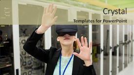  Presentation with virtual reality environments - Amazing presentation having technician using virtual reality headset backdrop and a  colored foreground