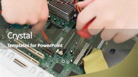  Presentation with cpu - PPT theme having technician working on broken cpu background and a dark gray colored foreground