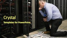  Presentation with server - Audience pleasing PPT layouts consisting of technician working on broken server backdrop and a wine colored foreground