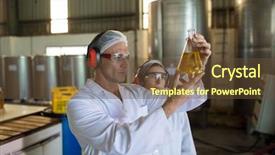  Presentation with olive oil - Colorful theme enhanced with technicians examining olive oil backdrop and a tawny brown colored foreground