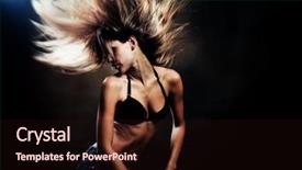  Presentation with of blue jeans denim - Slides consisting of techno dance - young sexy woman in blue background and a wine colored foreground