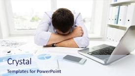  Presentation with paperwork - Amazing theme having technological disaster - business people fail paperwork backdrop and a sky blue colored foreground