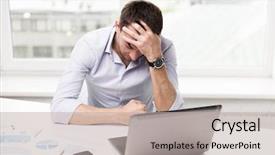  Presentation with technological disaster - PPT theme with technological disaster - business people fail paperwork background and a mint green colored foreground