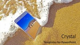 Presentation with water ocean - PPT layouts featuring technological disaster - mobile phone dropped background and a gold colored foreground