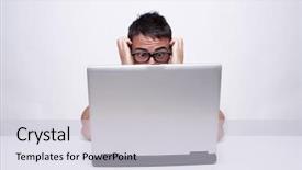  Presentation with technological disaster - Colorful slide deck enhanced with technological disaster - studio portrait of a caucasian backdrop and a lemonade colored foreground