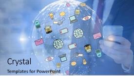  Presentation with mobile technology - PPT layouts with technological graphic with 3d earth background and a  colored foreground