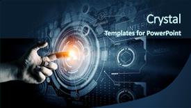  Presentation with media - Cool new presentation theme with technological innovation - creating innovative technologies mixed media backdrop and a ocean colored foreground