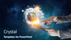  Presentation with connecting - Presentation theme having technologies connecting the world mixed media background and a navy blue colored foreground